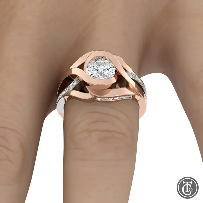 Thollot Co Rings Bypass Style Weave Band SemiMount Engagement Ring with Diamond Accents Thollot Co Rings Bypass Style Weave Band SemiMount Engagement Ring with Diamond Accents