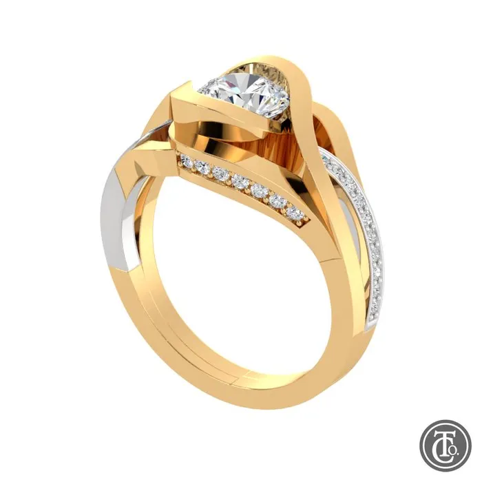 Thollot Co Rings Bypass Style Weave Band SemiMount Engagement Ring with Diamond Accents Thollot Co Rings Bypass Style Weave Band SemiMount Engagement Ring with Diamond Accents