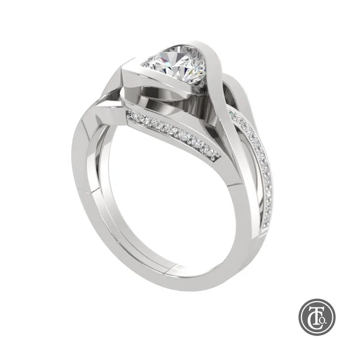 Thollot Co Rings Bypass Style Weave Band SemiMount Engagement Ring with Diamond Accents Thollot Co Rings Bypass Style Weave Band SemiMount Engagement Ring with Diamond Accents