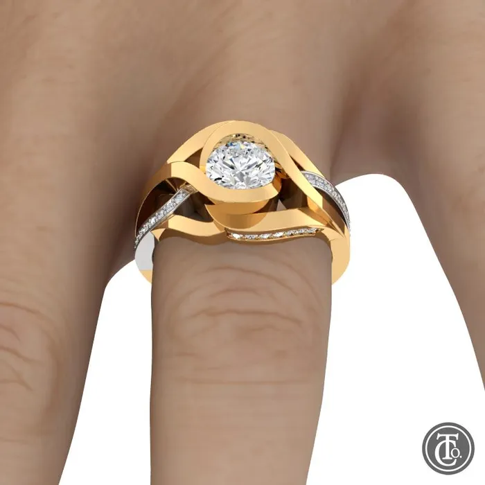Thollot Co Rings Bypass Style Weave Band SemiMount Engagement Ring with Diamond Accents Thollot Co Rings Bypass Style Weave Band SemiMount Engagement Ring with Diamond Accents