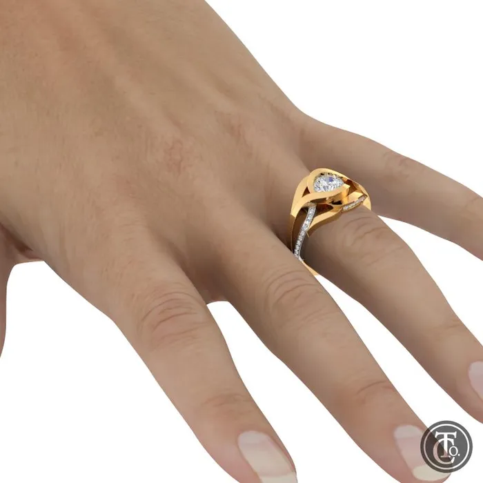Thollot Co Rings Bypass Style Weave Band SemiMount Engagement Ring with Diamond Accents Thollot Co Rings Bypass Style Weave Band SemiMount Engagement Ring with Diamond Accents