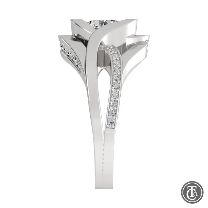 Thollot Co Rings Bypass Style Weave Band SemiMount Engagement Ring with Diamond Accents Thollot Co Rings Bypass Style Weave Band SemiMount Engagement Ring with Diamond Accents