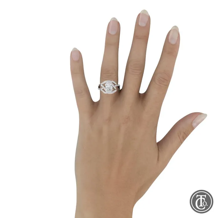 Thollot Co Rings Bypass Style Weave Band SemiMount Engagement Ring with Diamond Accents Thollot Co Rings Bypass Style Weave Band SemiMount Engagement Ring with Diamond Accents
