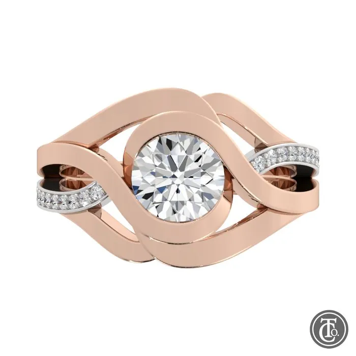 Thollot Co Rings Bypass Style Weave Band SemiMount Engagement Ring with Diamond Accents Thollot Co Rings Bypass Style Weave Band SemiMount Engagement Ring with Diamond Accents