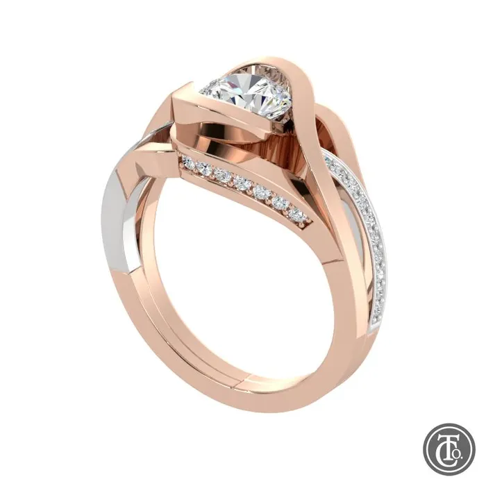 Thollot Co Rings Bypass Style Weave Band SemiMount Engagement Ring with Diamond Accents Thollot Co Rings Bypass Style Weave Band SemiMount Engagement Ring with Diamond Accents