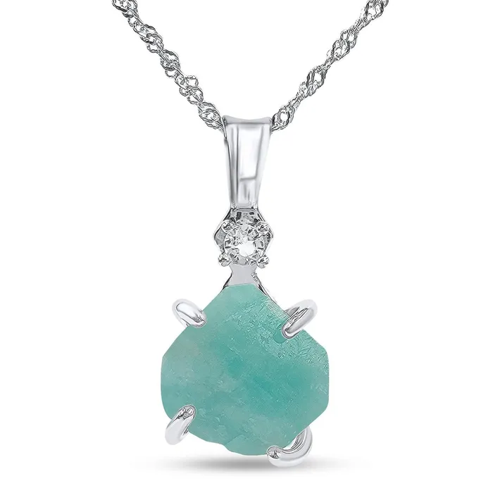 Uniquelan Jewelry Necklaces Raw Amazonite Stone Necklace