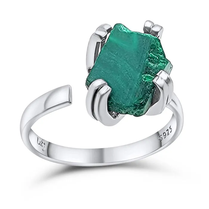 Uniquelan Jewelry Rings Raw Malachite Adjustable Ring Uniquelan Jewelry Rings Raw Malachite Adjustable Ring